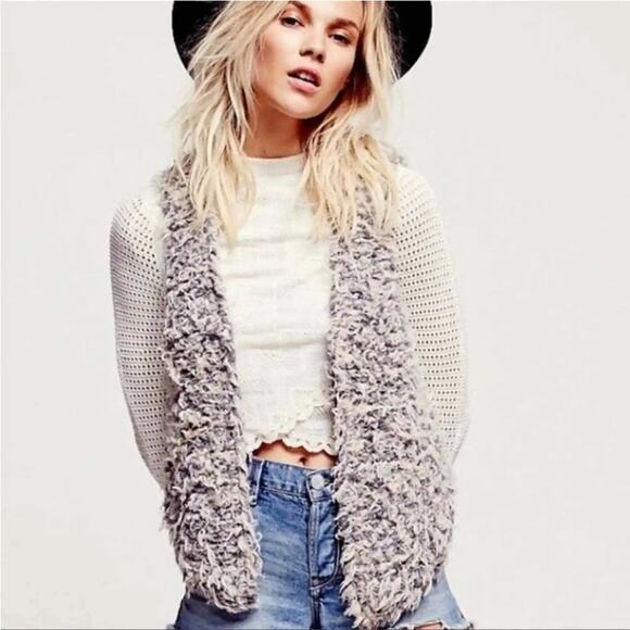 Free People fur away Vest Womens Size Small Festival Fall open cardigan sweater - Picture 1 of 8
